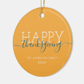 Fantastisch oranje Happy Thanksgiving Keramisch Ornament (Links)