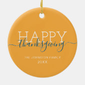 Fantastisch oranje Happy Thanksgiving Keramisch Ornament (Achterkant)