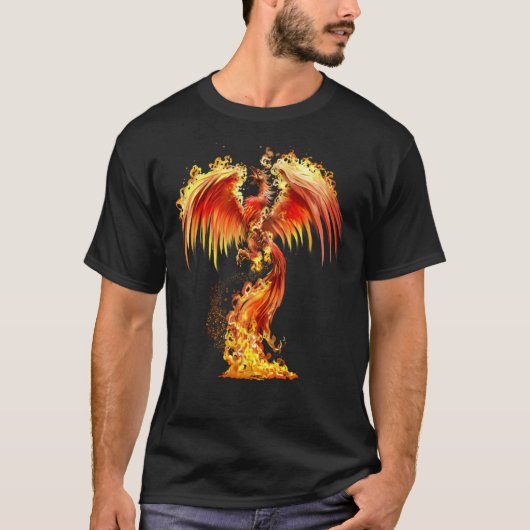 Fantastisch Oranje vuur Phoenix stijgt uit de boer T-shirt (Voorkant)