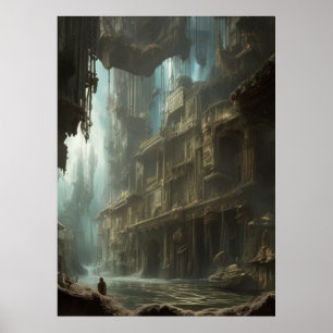 Fantastisch oud en verlaten poster van de overstro