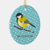 Fantastisch parus Major Bird & Custom Family Name Keramisch Ornament (Rechts)