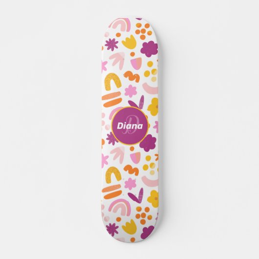 Fantastisch patroon Gepersonaliseerd monogram skat Persoonlijk Skateboard (Voorkant)