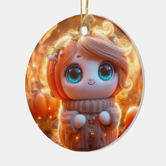 Fantastisch pompoen Kind Keramisch Ornament (Links)