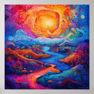 Fantastisch Psychedelisch Landschap Droomlandschap Poster