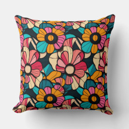 Fantastisch Retro Bloemenpatroon in Berry & Sinaas Kussen