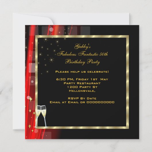 Fantastisch Rode Gouden Moderne Dag Kaart (Achterkant)