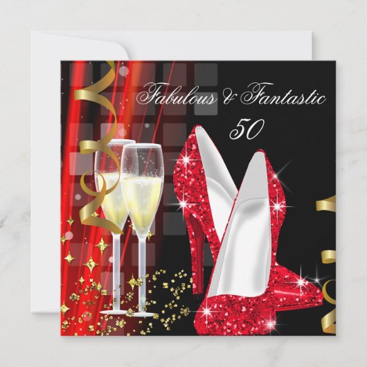 Fantastisch Rode Gouden Moderne Dag Kaart (Voorkant)