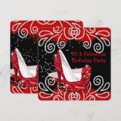 Fantastisch rood glitter-hoogvlakte van zaterdag kaart (Voorkant / Achterkant)