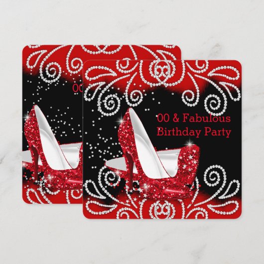 Fantastisch rood glitter-hoogvlakte van zaterdag kaart (Voorkant / Achterkant)