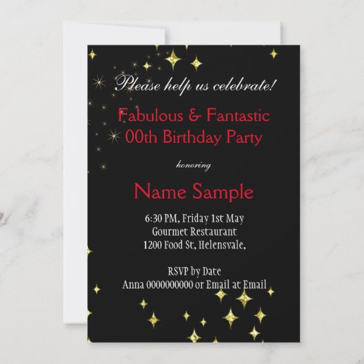 Fantastisch rood glitter-hoogvlakte van zaterdag kaart (Achterkant)