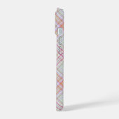 Fantastisch roze en groen geometrisch ruitjespatro iPhone 15 case (Linkerkant)