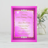 Fantastisch roze goudfoto van Birthday Party Kaart (Staand voorkant)