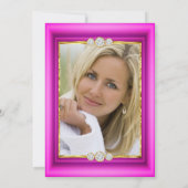 Fantastisch roze goudfoto van Birthday Party Kaart (Achterkant)