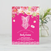 Fantastisch roze lingerie-douchebridal floral part kaart (Staand voorkant)