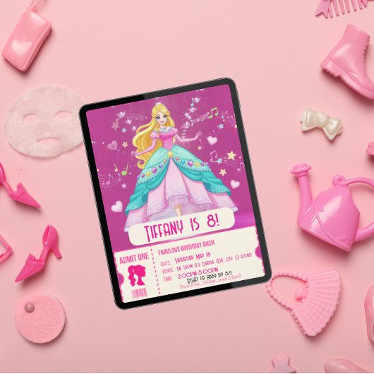 Fantastisch, roze pop verjaardagsfeestje kaart