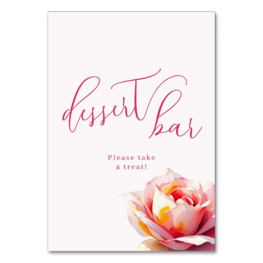 Fantastisch Roze Roos Dessert Bord Kaart (Voorkant)
