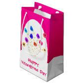 Fantastisch roze, zwevende, gelukkige Valentijnse  Klein Cadeauzakje (Achterkant Gekanteld)