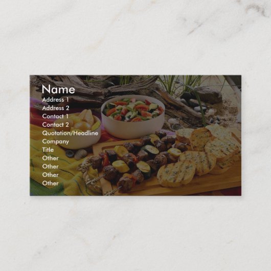 Fantastisch rundvlees schaadt kabob met salades visitekaartje (Voorkant)