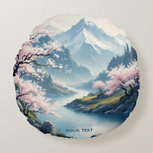 Fantastisch Schattige Japans lentelandschap Rond Kussen