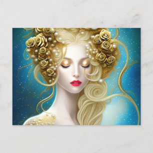 Fantastisch schilderen van een sensueel Vrouw onde Briefkaart