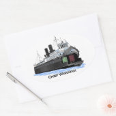 Fantastisch schip met veerboot Wawatam Ovale Sticker (Envelop)