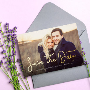Fantastisch Script Foto Huwelijk Save the Date Folie Uitnodiging