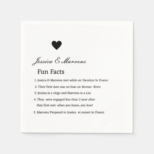 Fantastisch script, leuk feit, bruiloft servet (Voorkant)