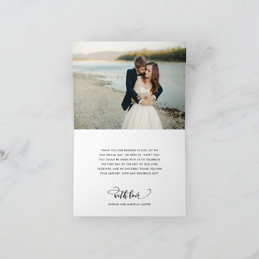 Fantastisch Script Volledige Foto Huwelijks Dankje Bedankkaart (Binnen)