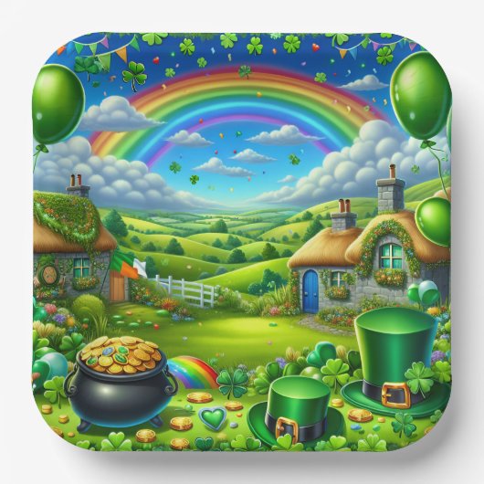 Fantastisch St Patick's Day Landschapsfeest Papieren Bordje (Voorkant)