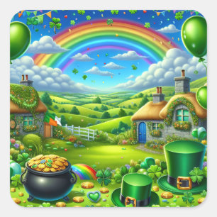 Fantastisch St Patick's Day Landschapsfeest Vierkante Sticker