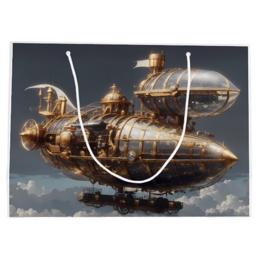 Fantastisch Steampunk luchtschip Groot Cadeauzakje (Achterkant)