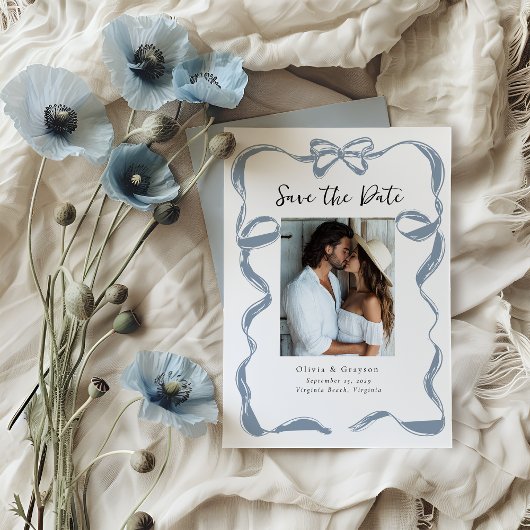 Fantastisch Stofblauw Lint Save the Date