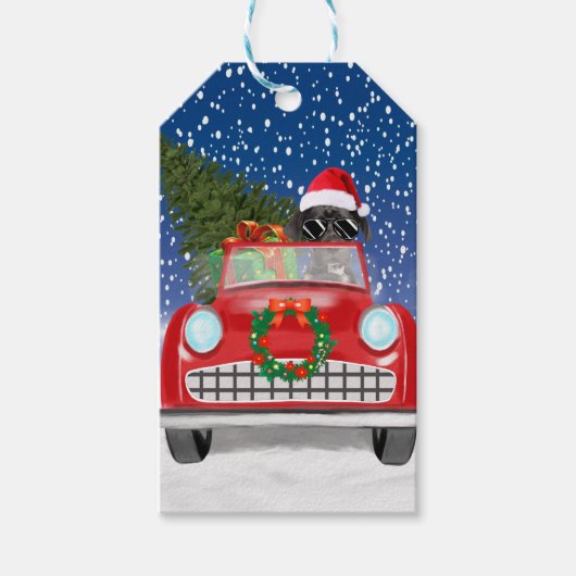 Fantastisch tandwiel met sneeuwkerst cadeaulabel (Voorkant)