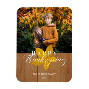 Fantastisch Thanksgiving Script Leaf Photo Magneet