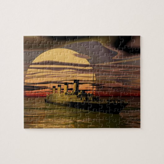 Fantastisch Titanic-schip door zonsondergang Legpuzzel (Horizontaal)