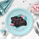 Fantastisch V2 ID930 Flamingo Bachelorette Papieren Bordje<br><div class="desc">Een fantastisch bacheloretweekend vieren! Roze flamingos, tropische palmbladeren en floralen met een gradiëntachtergrond, van warm roze tot vettig turquoise, worden geaccentueerd door verfstreken en gebogen geometrische vormen in stevig zwart. Dit kleurrijke papieren bord ontwerp gebruikt een kleine "kleurrijke" taal als een unieke manier om je doelbachelorette te onthouden. Zoek ID930...</div>