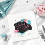 Fantastisch V2 ID930 Flamingo Bachelorette Servet<br><div class="desc">Een fantastisch bacheloretweekend vieren! Roze flamingos, tropische palmbladeren en floralen met een gradiëntachtergrond, van warm roze tot vettig turquoise, worden geaccentueerd door verfstreken en gebogen geometrische vormen in stevig zwart. Dit kleurrijke papieren servetenontwerp gebruikt een kleine "kleurrijke" taal als een unieke manier om je doelbachelorette te onthouden. Zoek ID930 om...</div>