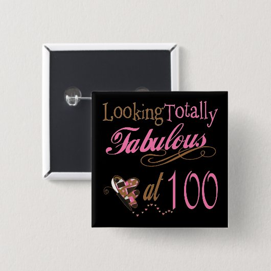 Fantastisch van 100 jaar oud vierkante button 5,1 cm (Voorkant /achterkant)