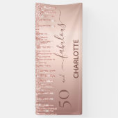 Fantastisch verjaardagsblush roos goudglitter welk spandoek (Verticaal)