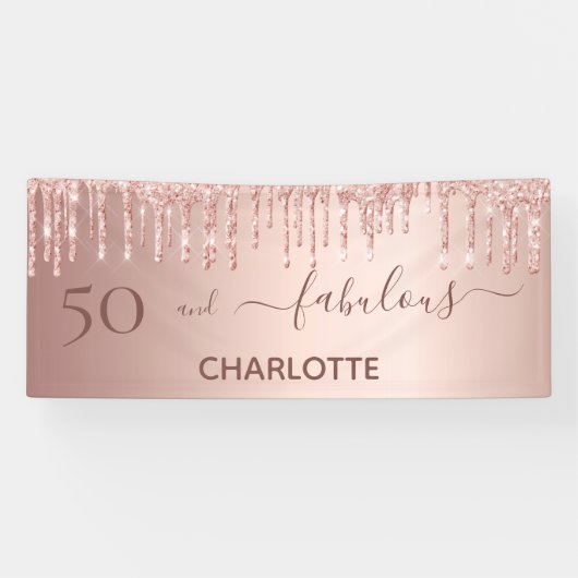 Fantastisch verjaardagsblush roos goudglitter welk spandoek (Horizontaal)