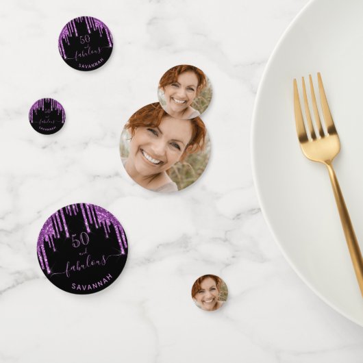 Fantastisch verjaardagscolletje zwarte paarse glit confetti (Groep)