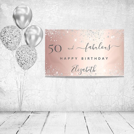 Fantastisch verjaardagsfeest glitter roos gold Sil Spandoek