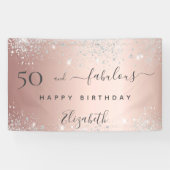 Fantastisch verjaardagsfeest glitter roos gold Sil Spandoek (Horizontaal)