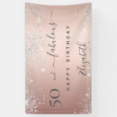 Fantastisch verjaardagsfeest glitter roos gold Sil Spandoek (Verticaal)