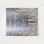 Fantastisch verjaardagsfeest glitter Silver roos G Wandkleed (Voorkant (horizontaal))