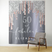 Fantastisch verjaardagsfeest glitter Silver roos G Wandkleed (In situ)