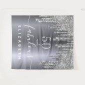 Fantastisch verjaardagsfeest glitter zilveren glan wandkleed (Voorkant (horizontaal))