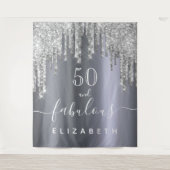 Fantastisch verjaardagsfeest glitters zilverkleuri wandkleed (Voorkant)