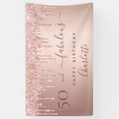 Fantastisch verjaardagsfeest roos goud glitter roz spandoek (Verticaal)