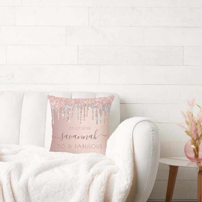 Fantastisch verjaardagsgoud roos glitter roze zilv kussen (Bank)